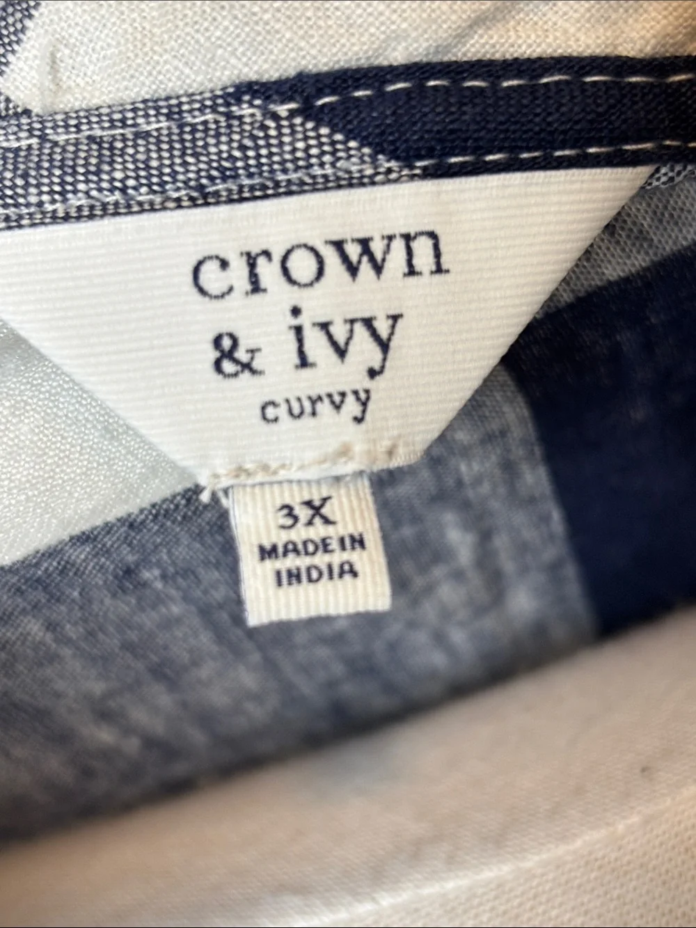 crown & ivy Navy and White Buffalo Check Midi Dress